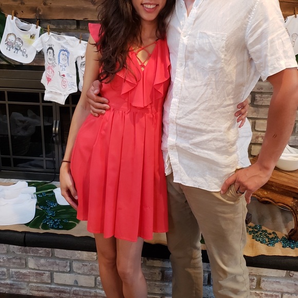 💃Flirty Fun Express Red Ruffle Flutter Dress💃 - Picture 2 of 8